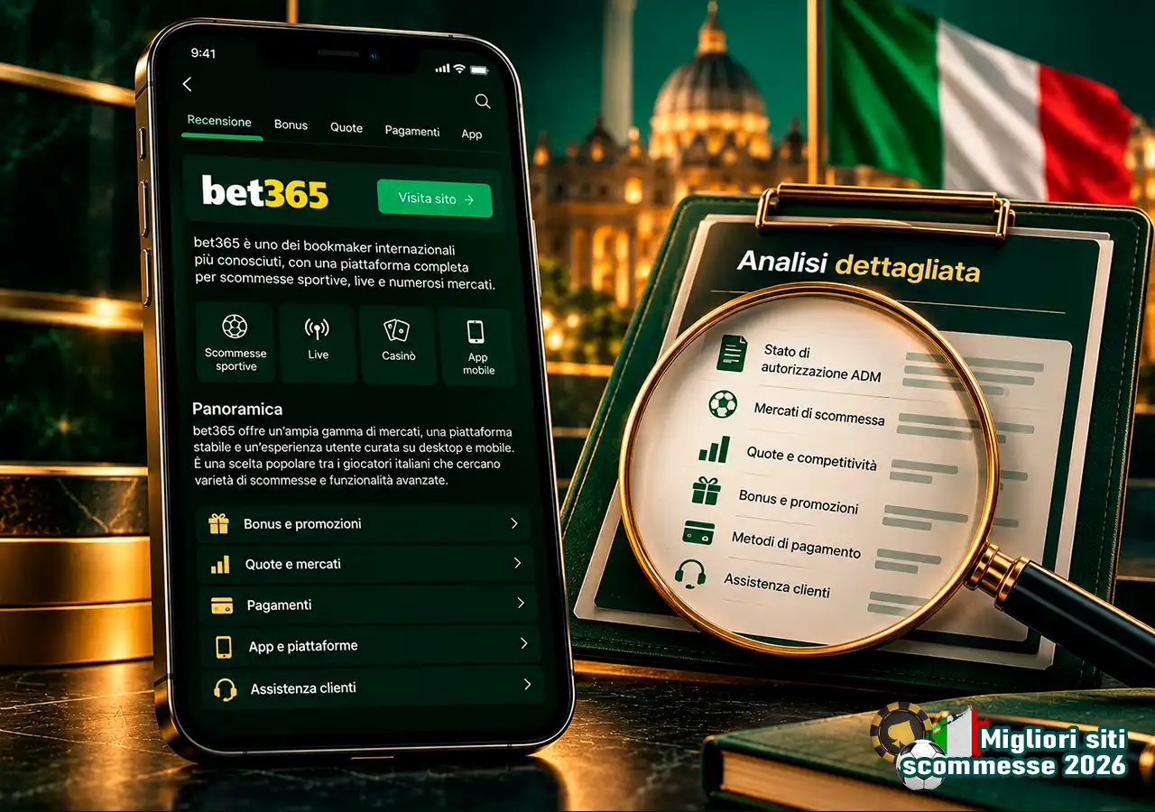 Recensione dettagliata di un bookmaker su smartphone con lente per verificare le caratteristiche.